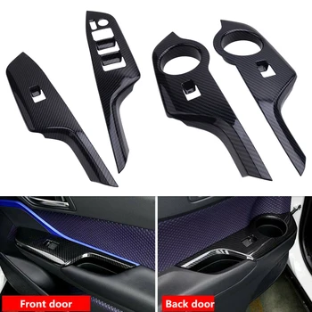 

4 Pcs Carbon Fiber Style Inner Window Switch Panel Cover Trim Moulding Fit for Toyota CHR 2016 2017 2018 2019
