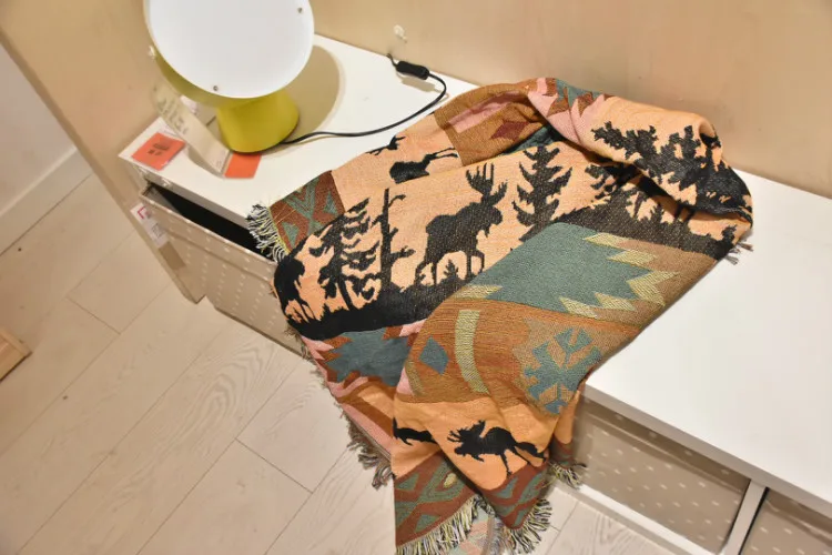 Moose, домик, олень, лось, диван с обивкой из гобелена, одеяло, для дома, декоративная кровать, покрывало, толстое вязаное одеяло, год, ковер, коврик