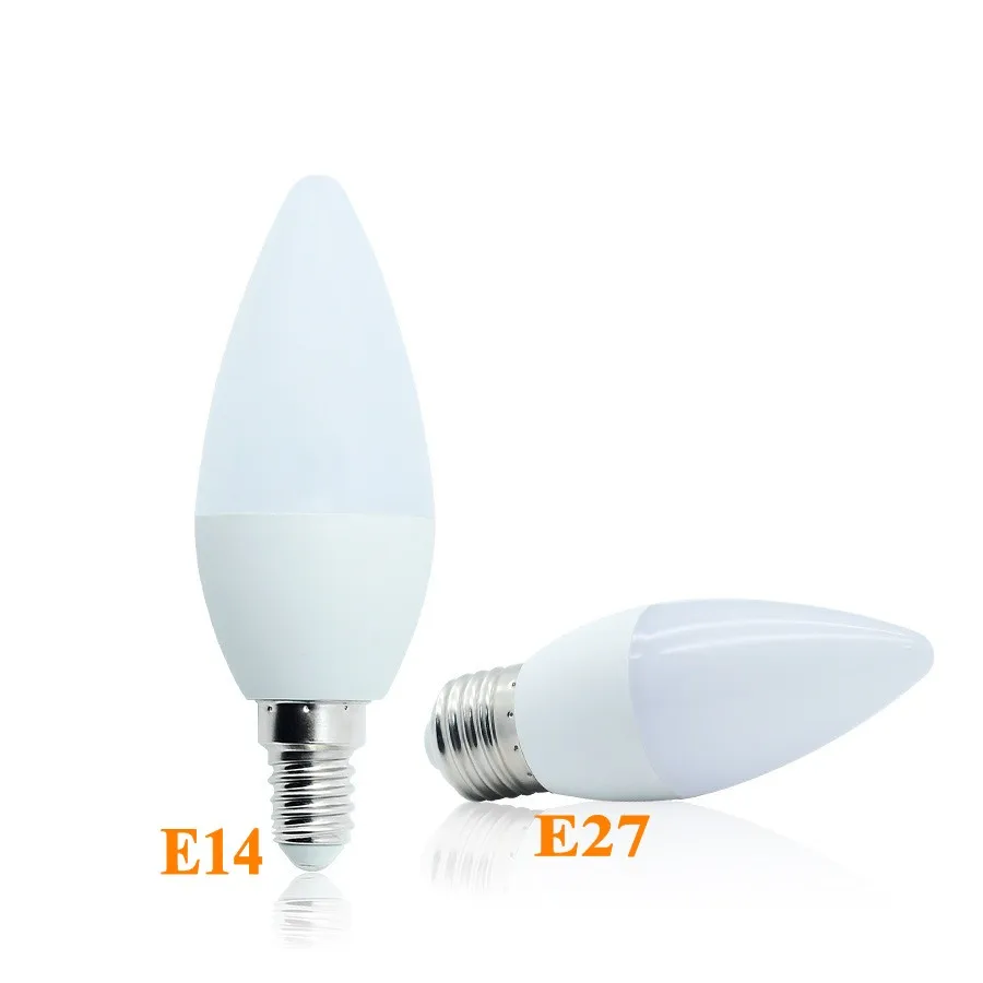 10 шт./лот E14 E27 LED лампы в форме свечи лампочки переменного тока 220V светодиодные