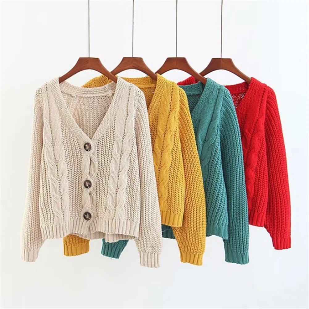 

Simple Sexy Forefair Sweaters V-Neck Lady's Cardigan Solid Color Sweater Autumn Winter Casual Knit Loose Oversized