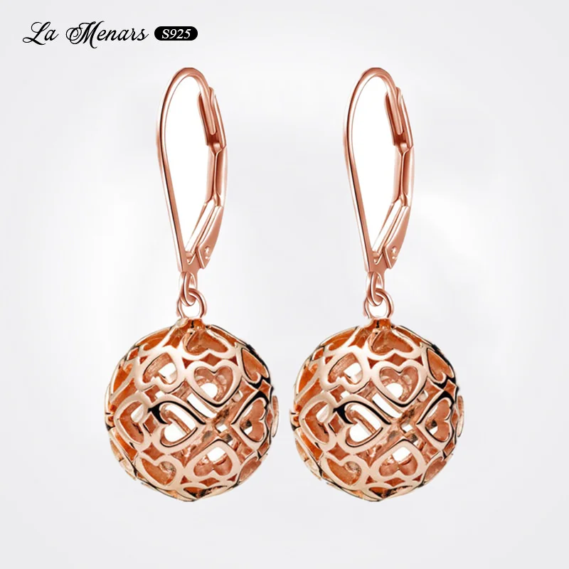 

La Menars European Style Love Ball Earrings For Women 2022 Original Genuine Silver Plating Fine Jewelry With CZ Best Gift