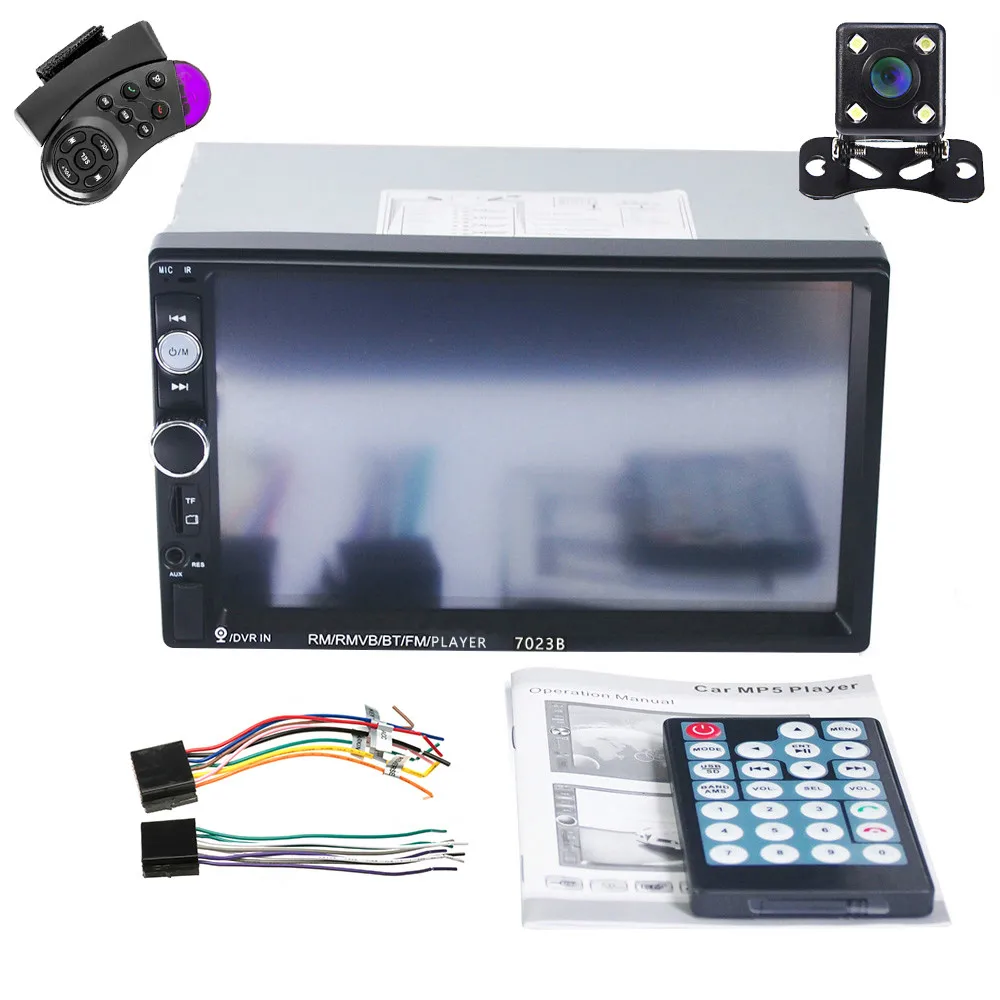 With 4 LED Camera Автомагнитола 2Din автомобильный радиоприемник " сенсорный автопроигрыватель MP5 плеер Авторадио Bluetooth Камера заднего вида пульт дистанционного управления 7023B - Цвет: With 4 LED Camera