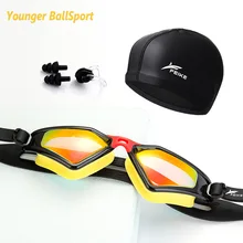Professional Swimming Goggles Men and Women Silicone Colorful Electroplating Replacement Nose Bridge Goggles Swimming cap set