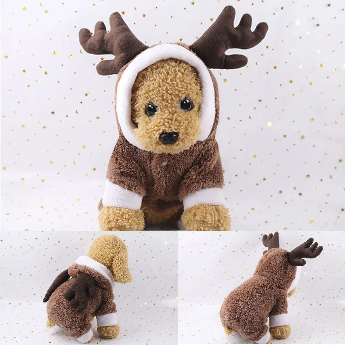 Autumn Winter Warm Thicken Pet Cat Dog Clothes Elk Print Hoodies Coat Clothing For Dog Cat 2