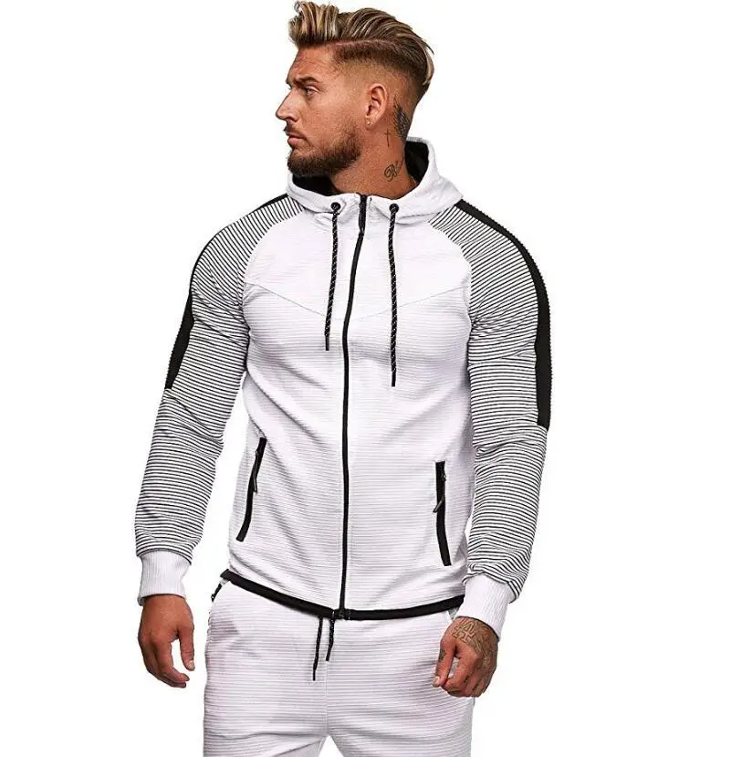 White SHUJIN, Брендовые мужские спортивные костюмы, повседневные спортивные костюмы для фитнеса, мужские спортивные костюмы, топы и штаны, комплект для мужчин, спортивные костюмы - Цвет: White