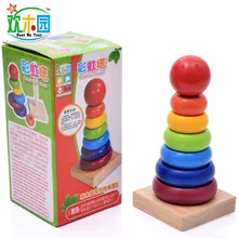 Прямая от производителя Huan деревянный сад Радужная башня кольцо Дженга строительные блоки детские развивающие игрушки розничная торговля