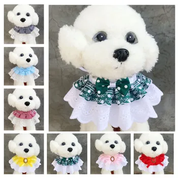 

Pet Cat scarf lace bib dog bib saliva towel jewelry decorative kitten with lace bib scarf Pet Wreath Cat Headdress Accessories