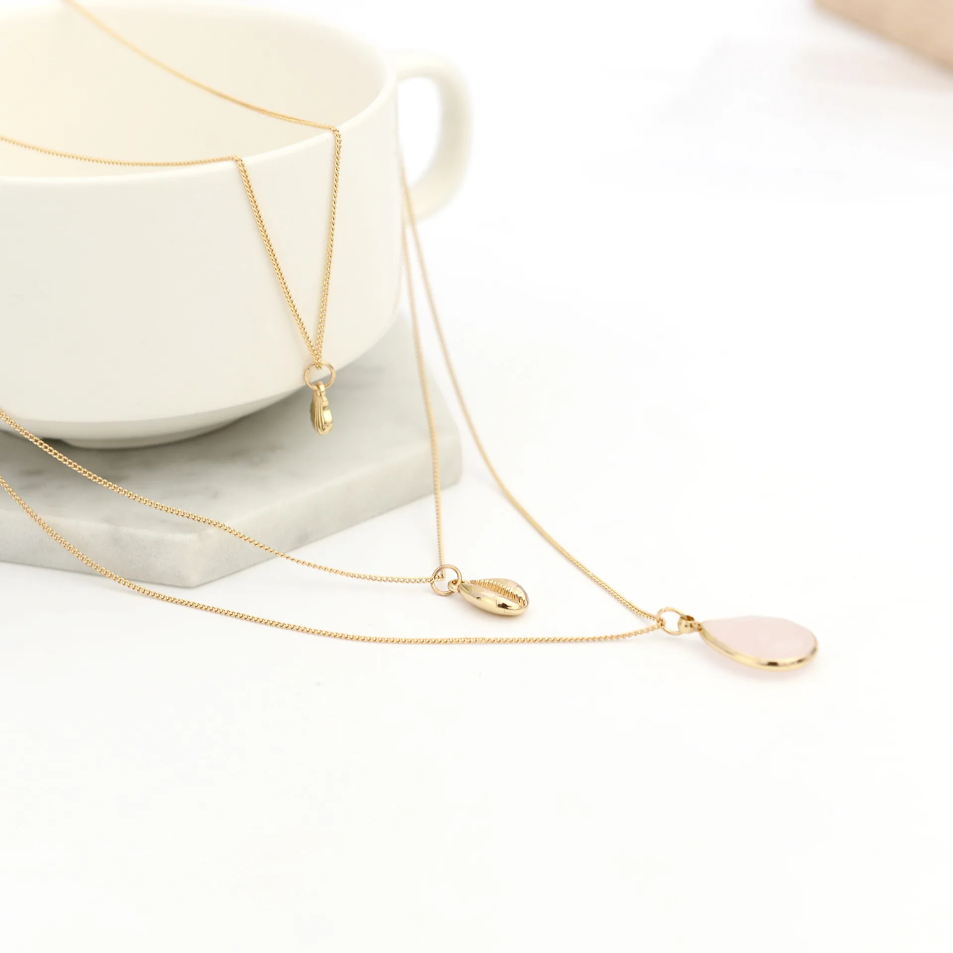 

19 New Style Multistory Necklace Female Shell Element fen jing shi Pendant Three Layer Sweater Chain NK