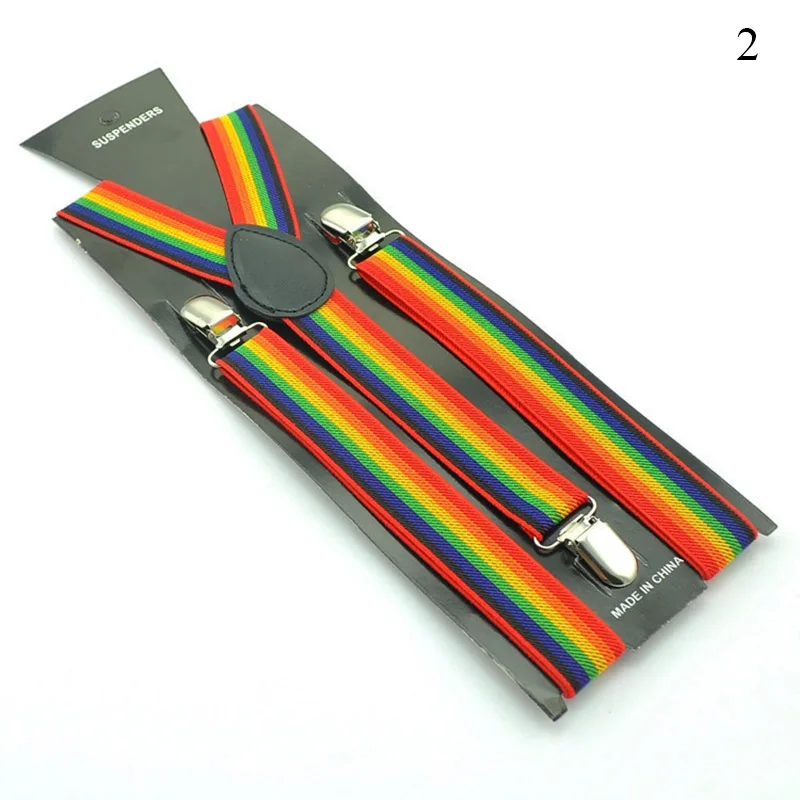 2 Эластичные подтяжки унисекс с клипсами на лямках с радужной полоской, y-образные подтяжки на спине, и розничная, пояс на лямках, эластичные ремни - Цвет: 2