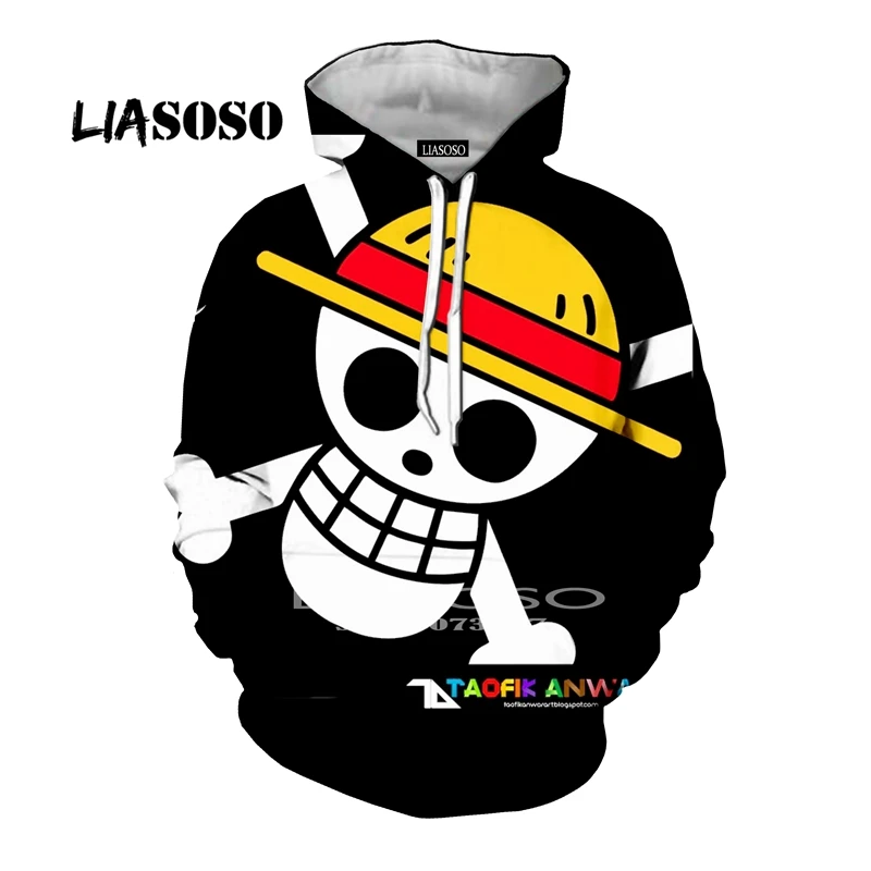 Liasoso/цельнокроеная толстовка с Луффи; повседневные толстовки с капюшоном; homme; уличная Мужская футболка с круглым вырезом; Одежда для мальчиков; осенне-зимние футболки с аниме