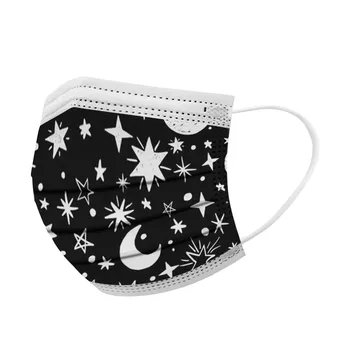 

10/20/30/50pc Adult's Stars And Moon Printed Mask 3 Layer Dustproof Disposable Face Mask For Women And Men Mask Filter Masks