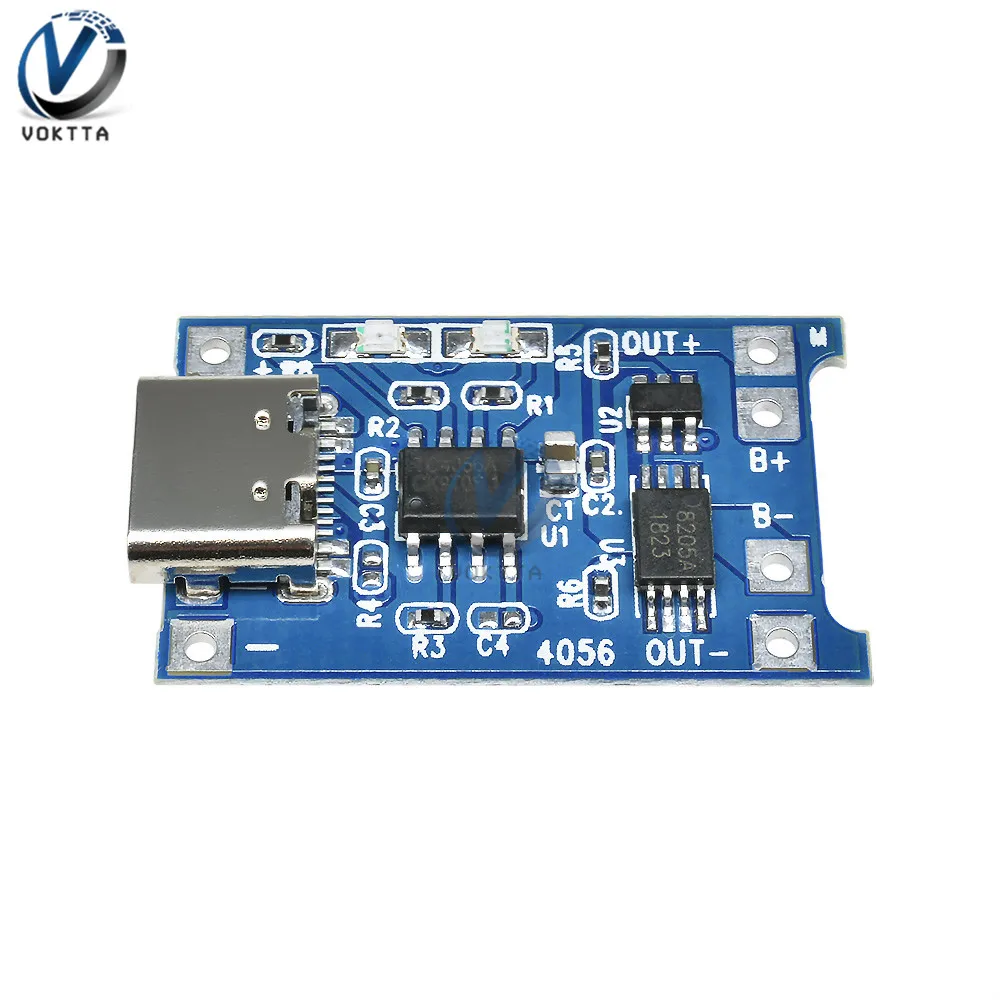 Тип-C/Micro USB 5V 1A литий-ионный аккумулятор 18650 TP4056 модуль зарядного устройства литиевой батареи зарядная плата с двухканальная видеокамера с защитой функции