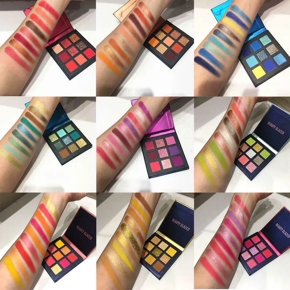 Beauty Glazed Makeup Eyeshadow Pallete Glitter Shimmer Matte Eye Shadow Palette Cosmetics Make Up Pigment Sombras 9 Colors