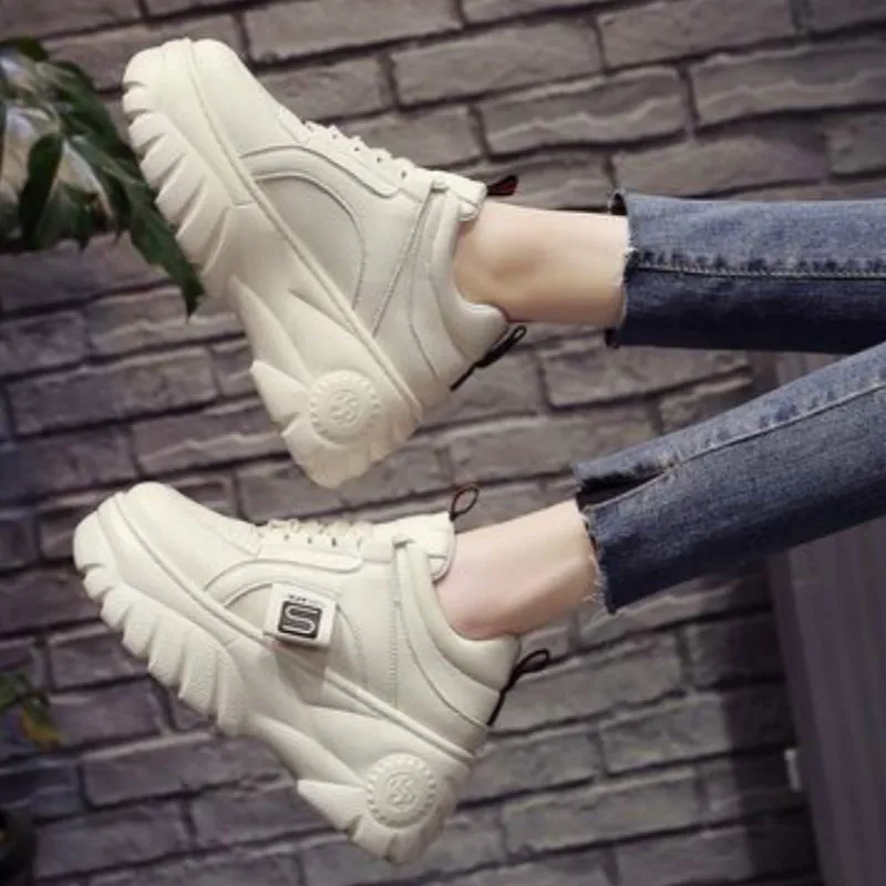 

Fashion Daddy Shoes Women High Platform Sneakers 2020 Spring Girls Breathable Zapatos Thick Bottom Casual Increased Ins Sneakers