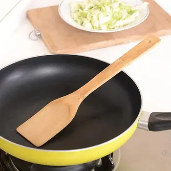 

1Pc Bamboo Anti-Slip Cooking Utensils Kitchen Tool Bamboo Spatula Spoon Heat-resistant Spatula