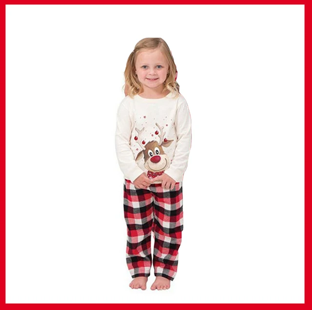 Family Matching Reindeer Plaid Pajamas Sets 14