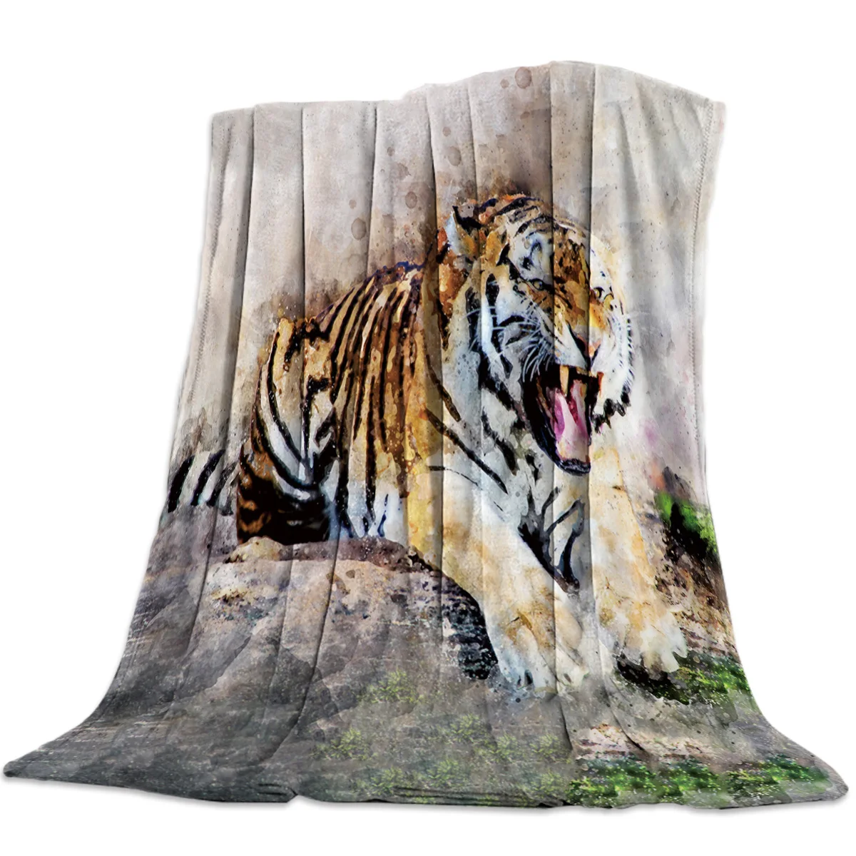 Фланелевое флисовое покрывало для кровати с изображением свирепного тигра