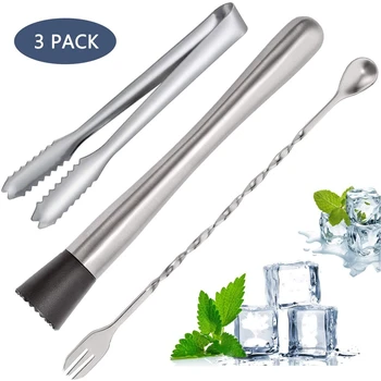 

10Inch Stainless Steel Cocktail Muddler Set Bartender Tool for Old Fashioned & Mojitos Drink Muddler Bar Tool Set