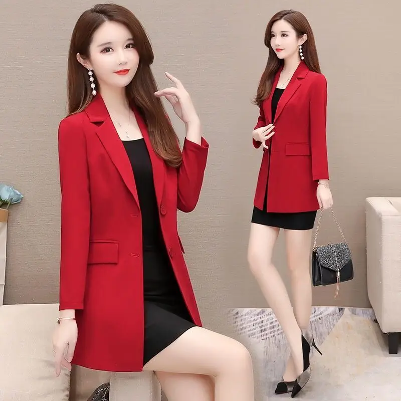 2024 New Spring Autumn Female Blazer Jacket Black Red Office Ladies Long-sleeved Suit Coat Plus size 7XL Elegant Slim Outwear
