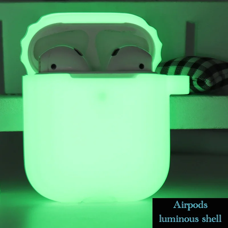 Красный Светящийся однотонный чехол Airpods для Apple, bluetooth-гарнитура 1/2, зарядная коробка, новые аксессуары для кожи, защита от падения пыли - Цвет: Красный