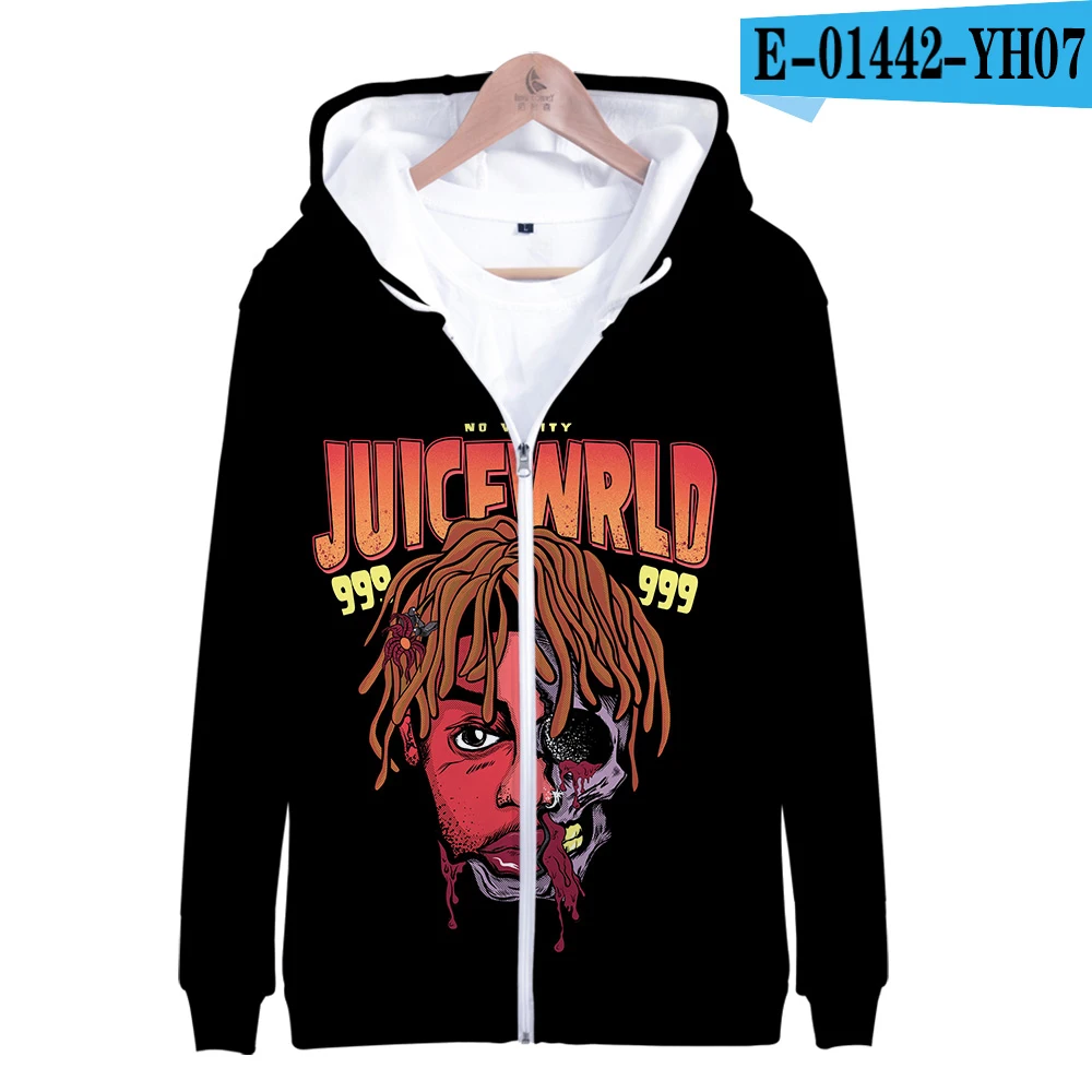 Juice wrld 3D новые модные толстовки с капюшоном на молнии 3D повседневная одежда с длинным рукавом для женщин/мужчин повседневная одежда - Цвет: Небесно-голубой