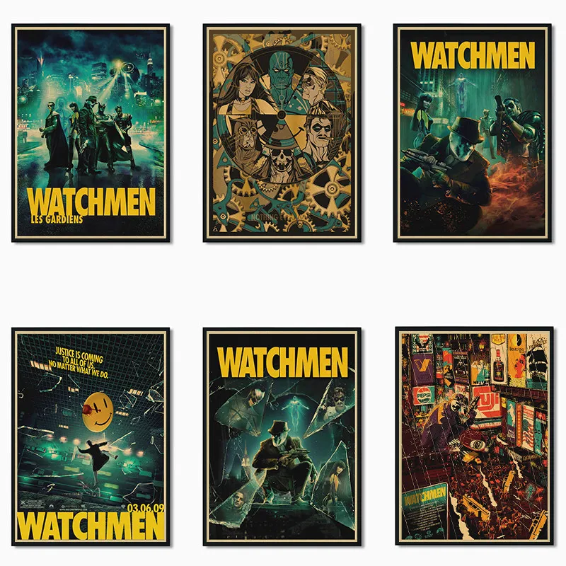Superhero Movie Series Watchmen Classic Kraft Paper Poster Cafe Creative wallpaper Interior Decoration | Дом и сад