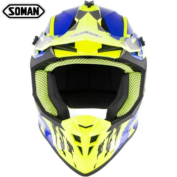 

Original Flip up Motocross Helmets ECE Approved For Soman SM633 Full Face Motorcycle Helmet Retro casco capacete moto