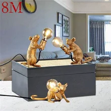 Lampe de Table LED en résine de 8M, design moderne et créatif, avec souris en dessin animé, luminaire décoratif d'intérieur, idéal pour un bureau