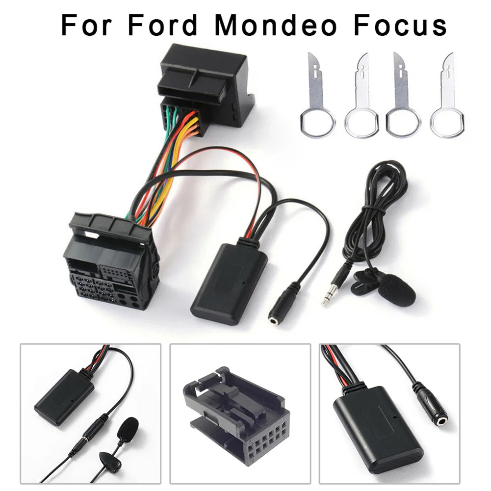 Sound-way 1 DIN Autoradio Radioblende RadioRahmen, ISO-Verbindungskabel,  Antennenadapter, kompatibel mit Ford Focus, Fiesta, Mondeo, Escort, Transit