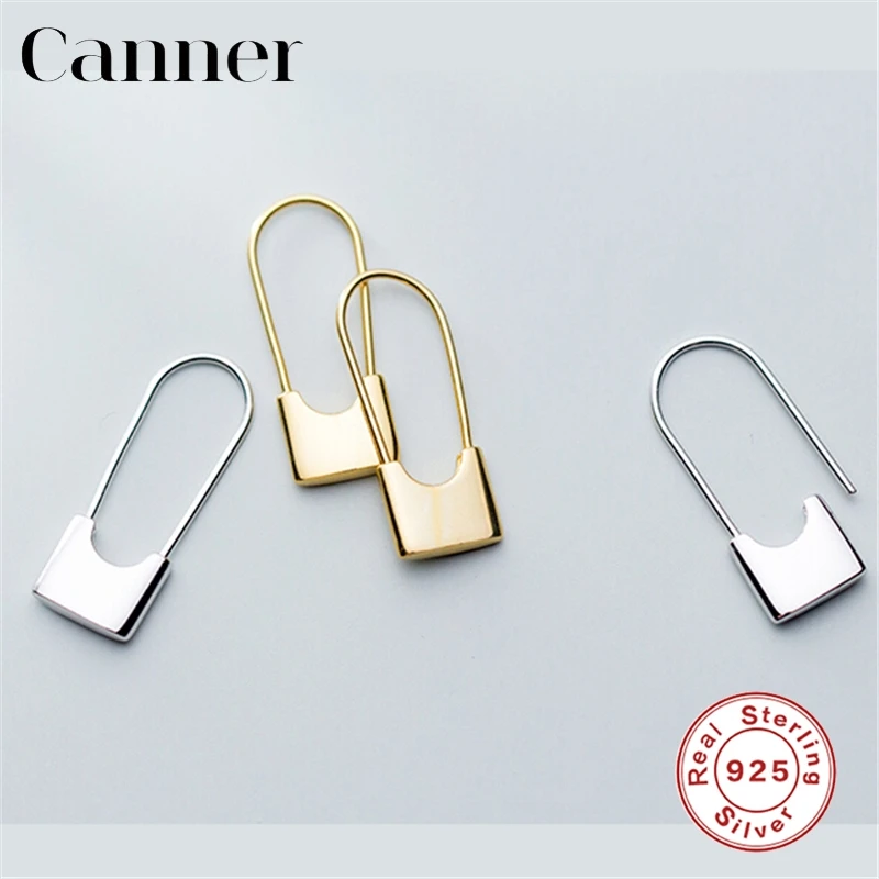 

925 Sterling Silver Sweet Lock Stud Earrings for Women Simple Hollow Paper Clip Gold Silver color Earrings Fashion Jewelry