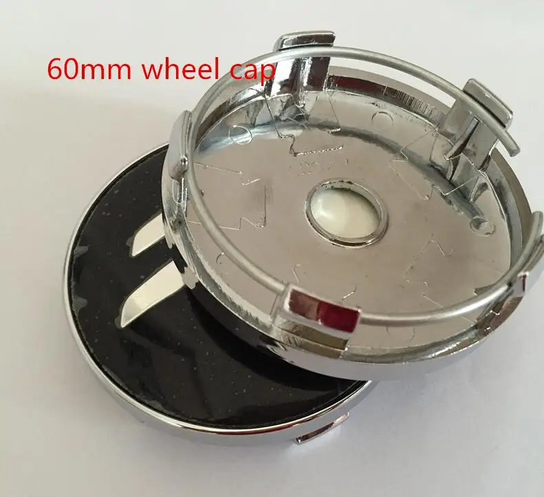 60mm black cap 2 4 шт. 56 мм 60 мм центральный колпак на колесо автомобиля значок пылезащитные Чехлы эмблема наклейка автомобиль Стайлинг Аксессуары - Название цвета: 60mm black cap 2