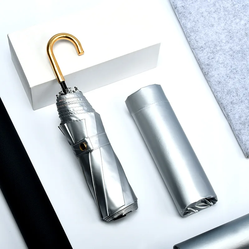 Зонт от солнца из титана и серебра роскошный светильник складной женский Солнечный аксессуар с крючком