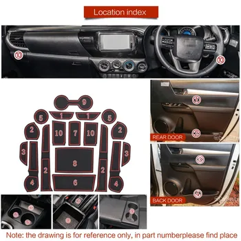 

For Toyota Hilux/Hilux Revo 2016 2017 2018 2019 Rubber Car Interior Water Cup Anti-Slip Mats Door Gap Pad Mat Cover Trim 18PCS