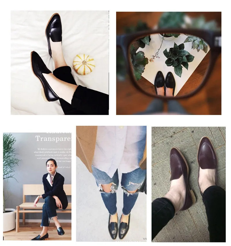 Spring Summer Genuine Leather Women's Loafers New Fashion Pointed Toe Women's Flats Oxfords Singles First Layer Leather Brogues (2)