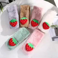 Милый плюшевый теплый зимний шарф с воротником-хомутом и клубничкой для мальчиков и девочек