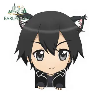 

EARLFAMILY 13cm x 12.3cm for Kirito Lisbeth Lyfa Sword Art Online Car Sticker Window Fashion DIY Printing Car Decoration Decals