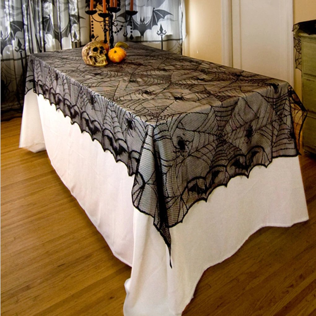 

Halloween Theme Black Web Table Cloth Festival Decorative Tablecloth Table Mesh Cover Decoration