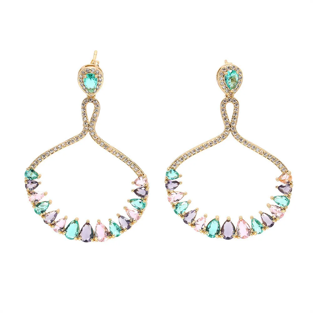 

CMajor Fashion Brass CZ Jewelry Exaggeration Personality Temperament Delicate Cubic Zircon Gold Plated Dangle Earrings for Women