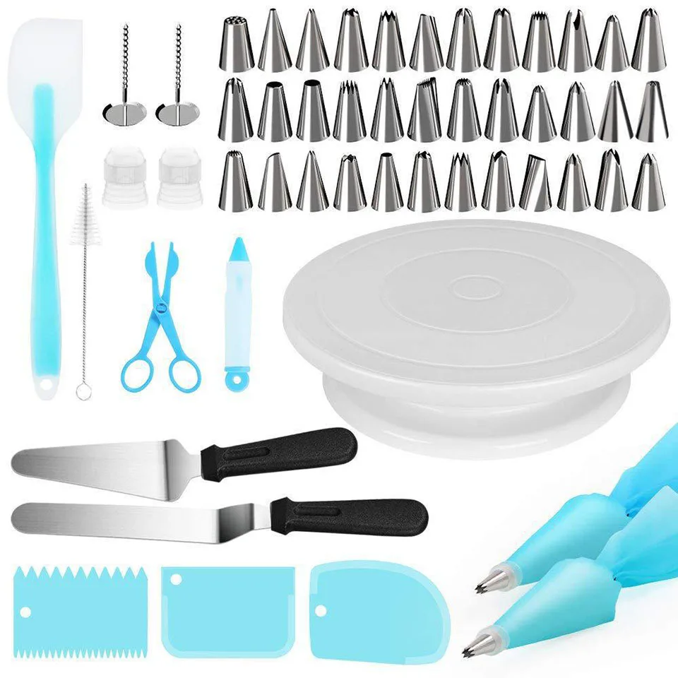 

Transhome Pastry Nozzles For Cream 52 Pcs/Set Confectionery Bag Cake Turntable Stand Baking Cake Decorating Tools Icing Tips