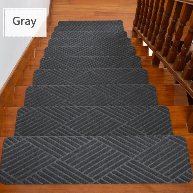 Garneck 5pcs Stair Tread Mats Self-Adhesive Stair Mat Anti-Skid Carpet Stair Treads Area Rug for Stair Protection Children Pets 