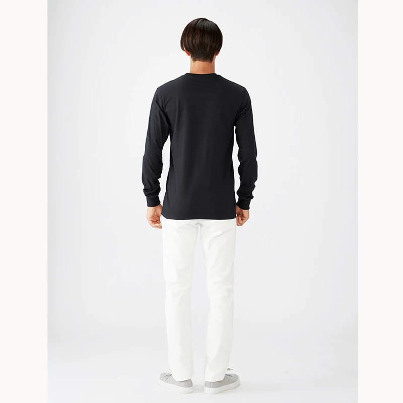 Tanie Męska koszulka z długim rękawem bawełniana koszula męska topy koszulki męskie jesień zima wysokiej jakości Tshirt biały czarny szary odzież męska