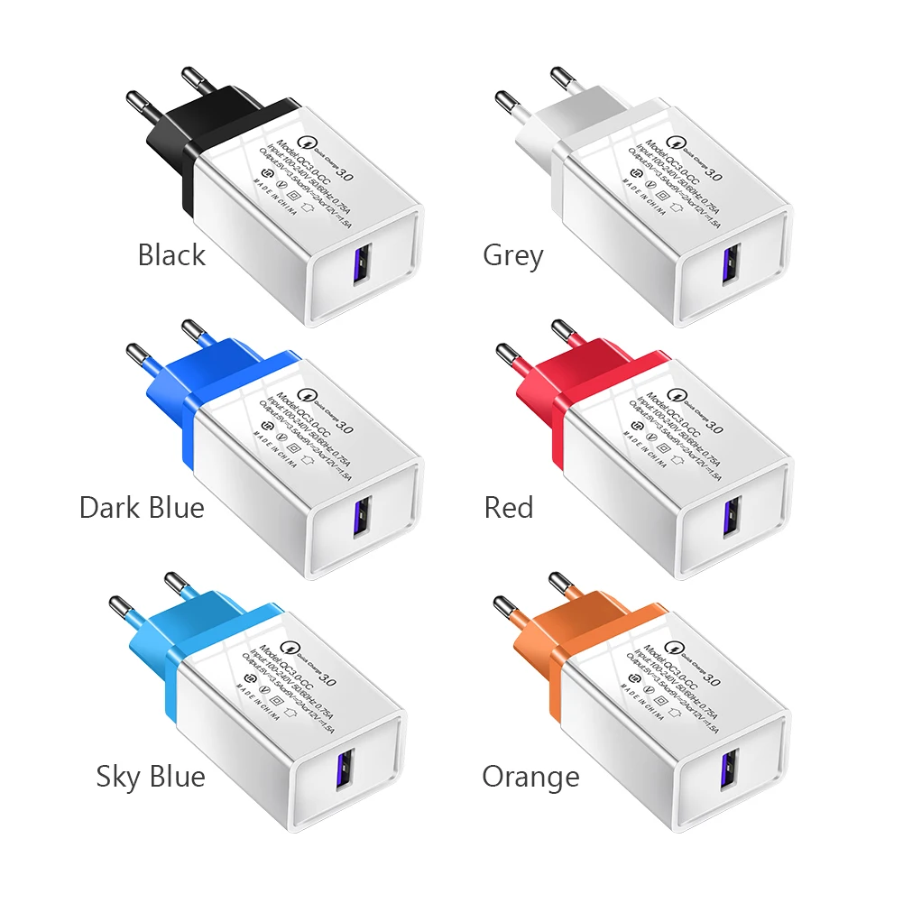 ЕС/США Быстрая зарядка 3,0 одно USB зарядное устройство Быстрая зарядка мобильного телефона зарядное устройство для xiaomi a3 mi 9 redmi note 7 samsung galaxy s9