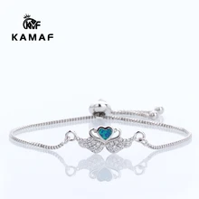 Модные Роскошные циркониевые опаловые крылья Персиковое сердце браслет высокое качество Стразы браслет для женщин подарок для девочек