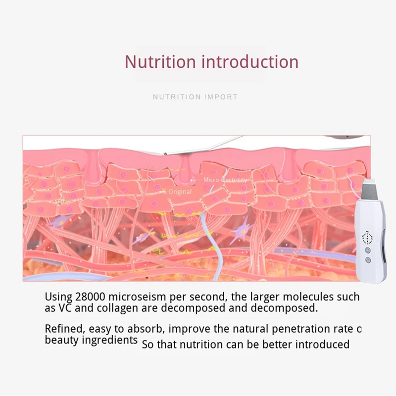 Ультразвуковые вибрационные инструменты для ухода за лицом, удаление черных точек, Скруббер кожи, отрицательные ионы, прибор для красоты лица, Очищающий массажный аппарат