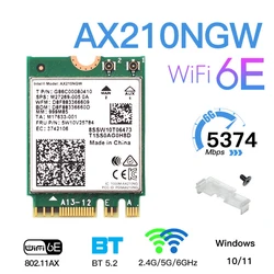 Carte réseau Intel AX210NGW wi fi 6E 802.11AX, 2.4 mb/s, 3000/5/6Ghz, adaptateur réseau sans fil, M.2, compatible Bluetooth 5.2 