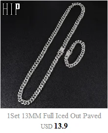 Хип-хоп 1 комплект 13 мм золото Iced Out проложили Стразы в виде кантри Фигаро Цепь ожерелье CZ Bling ожерелье рэпера для мужчин ювелирные изделия