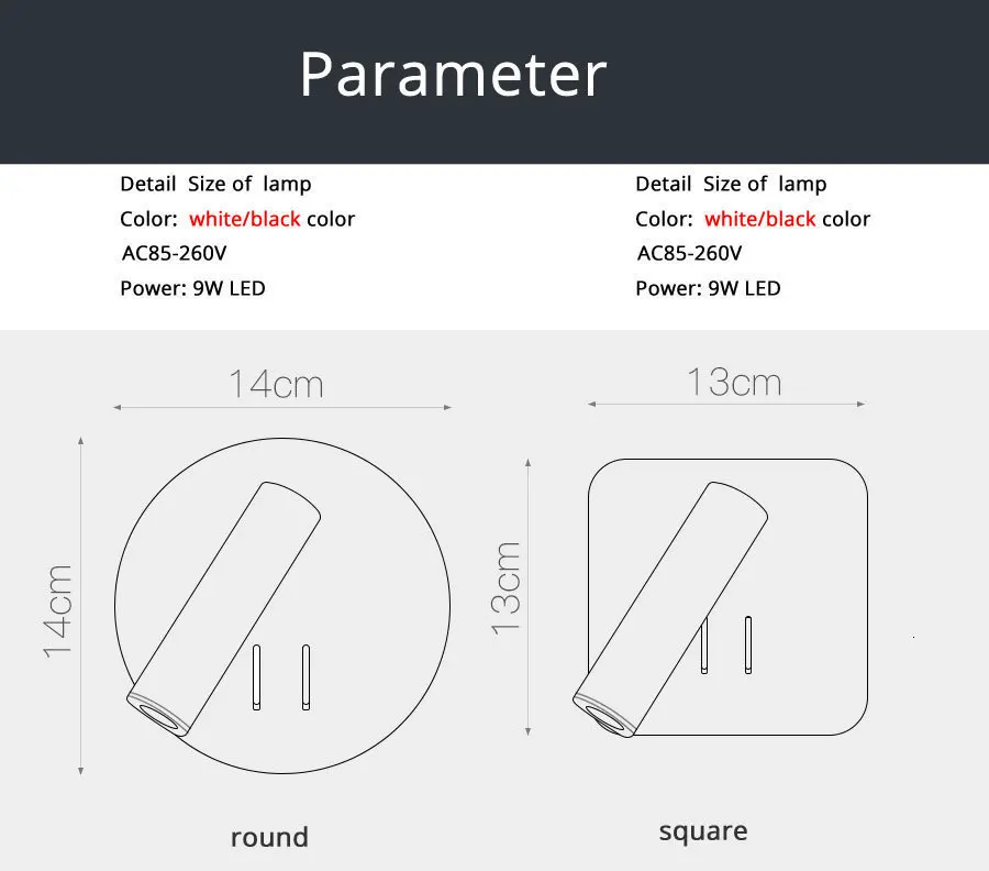 Переключатель настенный светильник для спальни рядом с домом внутренний декоративный светильник бра круглый квадратный светильник ing белые или черные светильники для прихожей