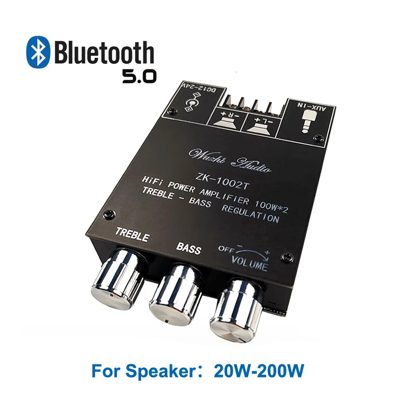 2*100W Dual TPA3116 Bluetooth 5.0 Subwoofer Audio Digital Power Amplifier Board Tone Bass Treble HiFi Stereo TPA3116D2 Aux Amp