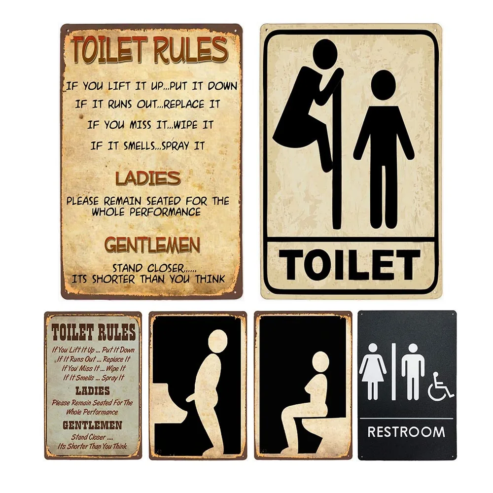 Toilet Signs Men's And Women's Metal Plaque Decoration Wall Public