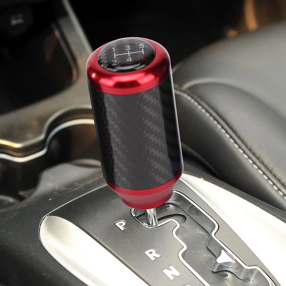 Car Gear Shift Knob Aluminum Shifter Stick Outdoor Genuine Carbon Fiber